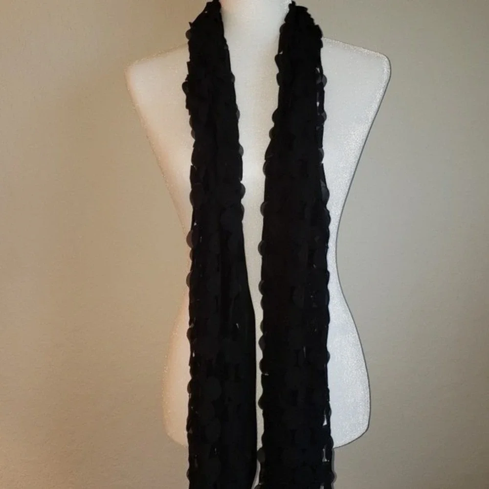 Black Circle Pattern Shawl Wrap‎ Lightweight Evening Occasion - Picture 3 of 10